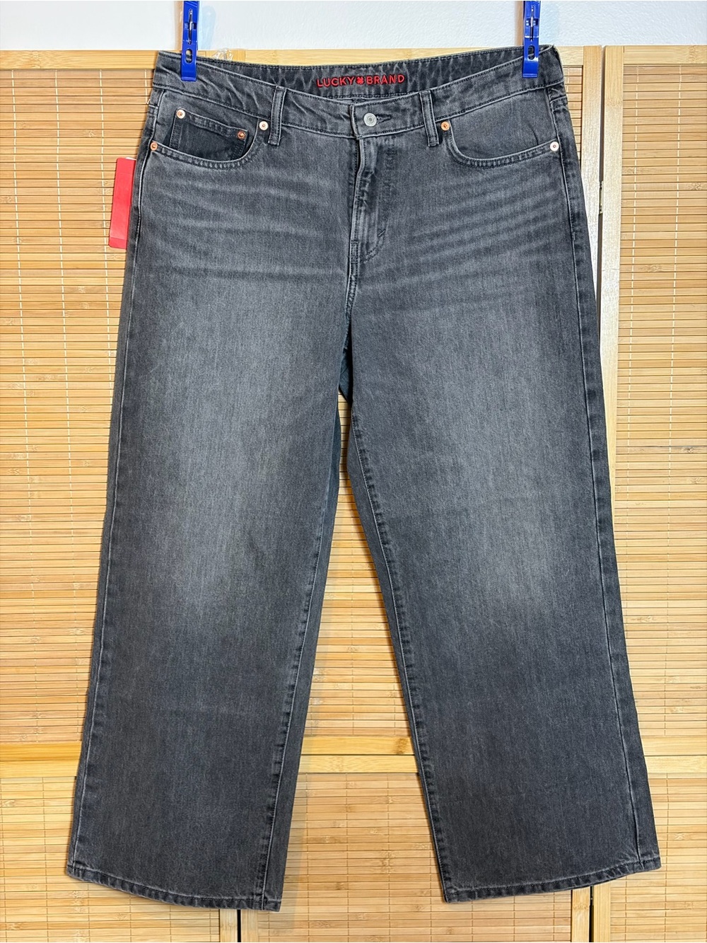 Lucky Brand Women’s Wide-Leg Jeans Grey 8 Read Western Festival
